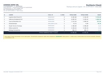 Anteprima: Partitario clienti (esempio)